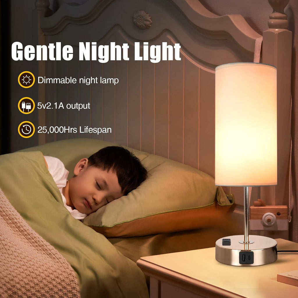 Gold Table Lamp with USB Port - Touch Lamp Desk Lamp, Bedside Lamps for Bedroom, 3 Way Dimmable Small Lamps for Living Room, Dorm, Home…
