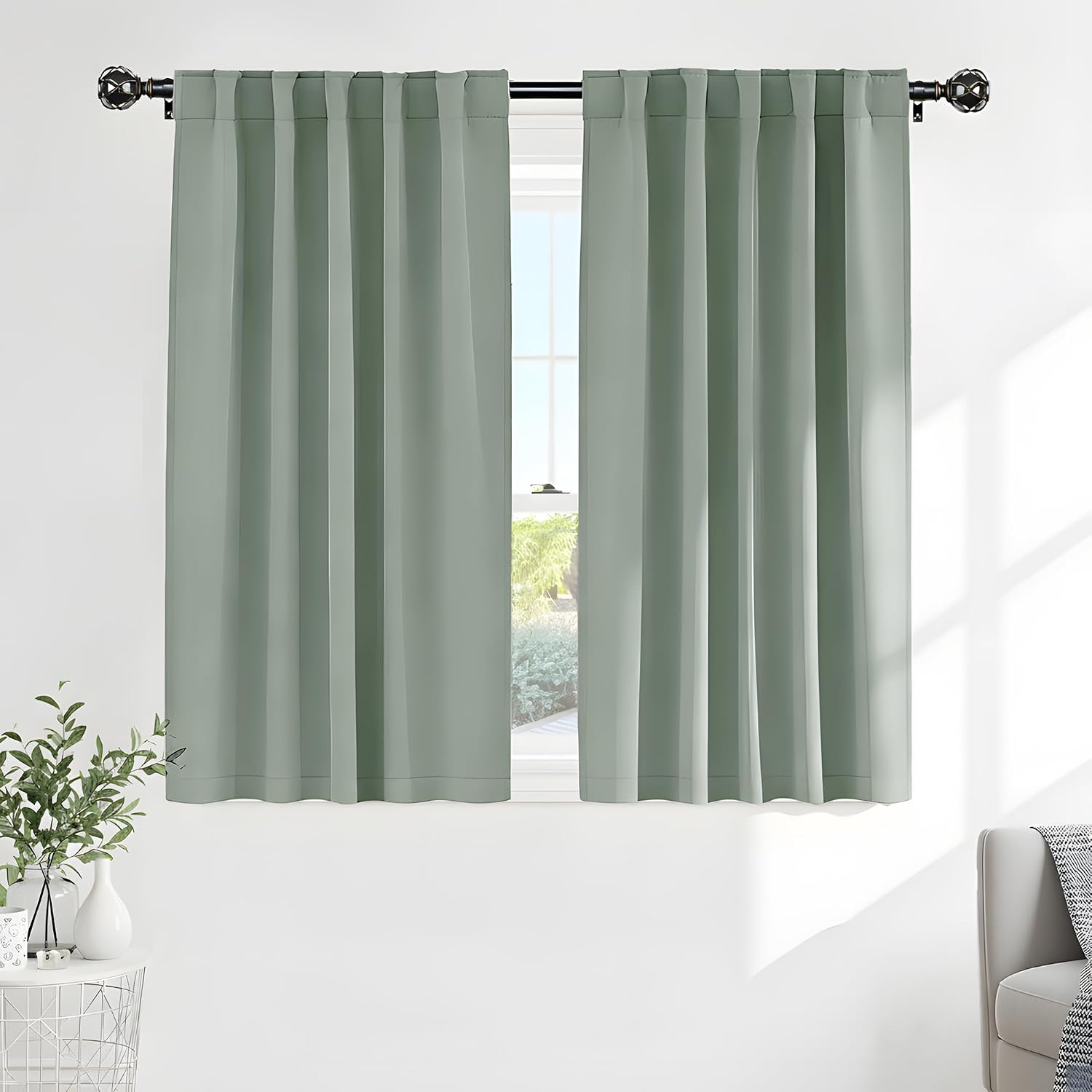 Ponydance Pony Dance Short Black Out Curtain Panels for Basement, Small Drapes for Bathroom, Thermal Insulated Tiers for Basement, 34x45 in…