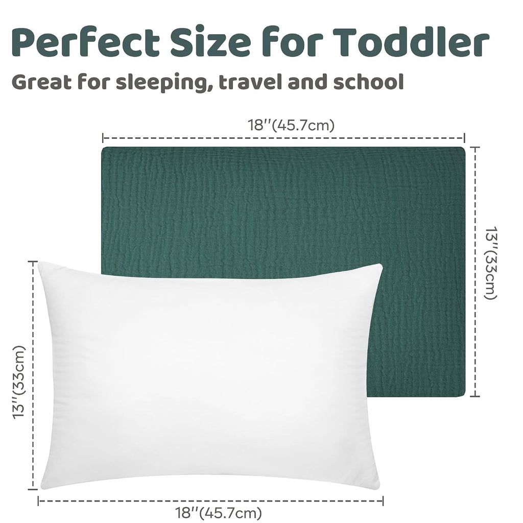 ProGoleem Pro Goleem Toddler Pillow with 100% Muslin Cotton Pillowcase – 13x18 Ultra Soft, Breathable & Machine Washable Kids Pillow for Sl…