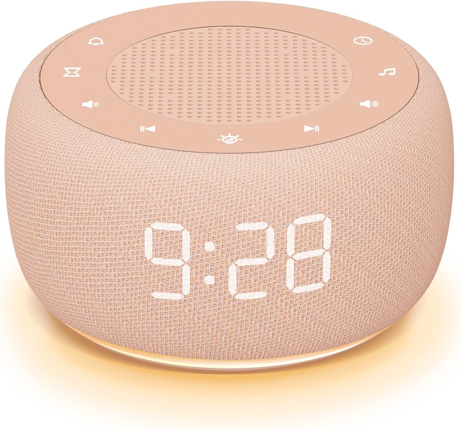 Buffbee Sound Machine & Alarm Clock 2-in-1, 0-100% Clock Face Brightness, Bottom Colored Light, Sleep Timer, Precise 30-Level Volume…