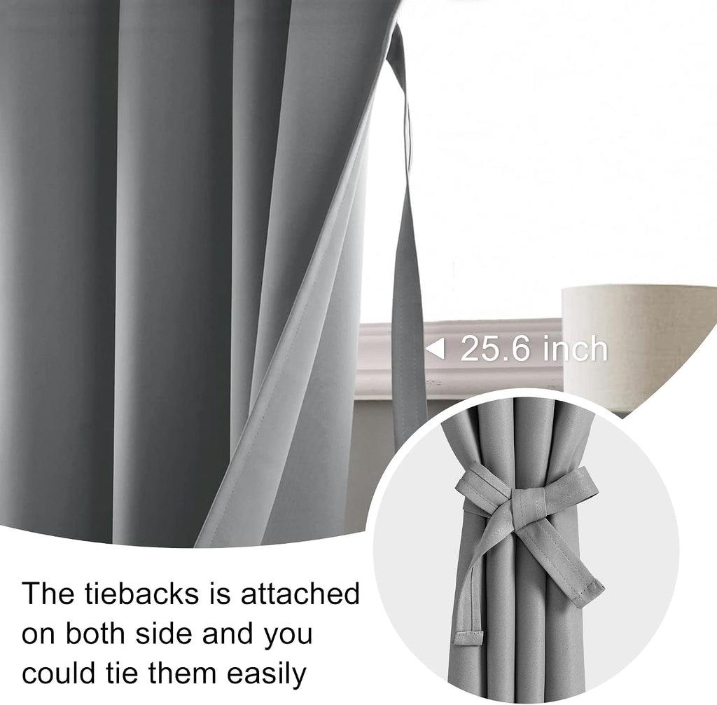 Jiuzhen Blackout Curtains for Bedroom - Thermal Insulated Room Darkening Noise Reducing, 52 x 63 Inch Length Curtains for Living Room, Set…