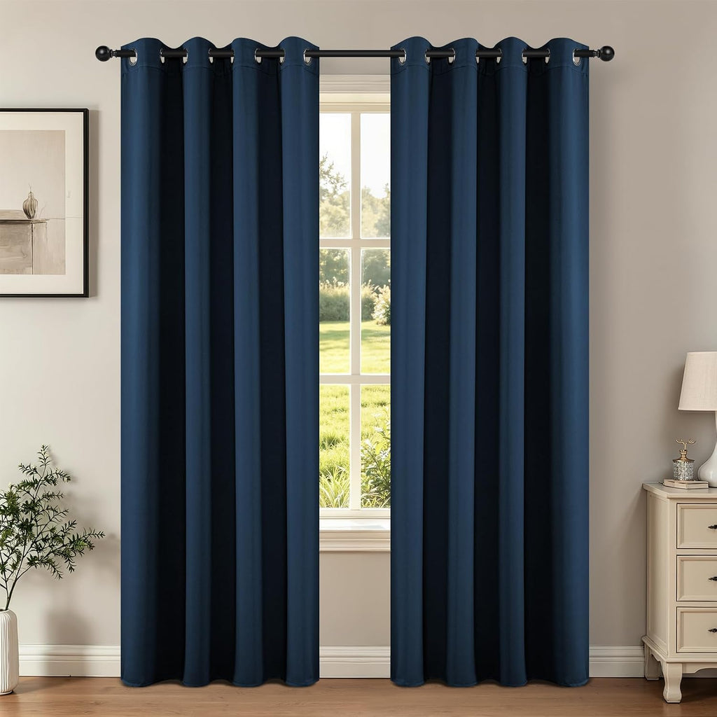 Joydeco Blackout Curtains 84 Inch Length 2 Panels Set, Thermal Insulated Long Drapes 2 Burg, Room Darkening Grommet Curtains for Living Roo…