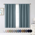 WelvetBLK Stone Blue Room Darkening Curtains for Bedroom Living Room 45 Inch Length 2 Panels Set, Soft Solid Thermal Insulated Rod Pocket S…