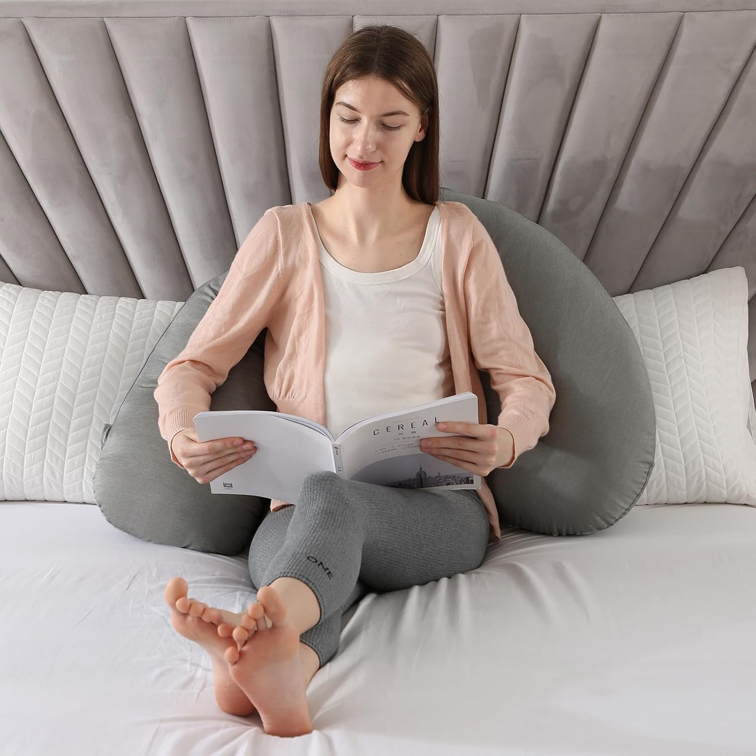 BATTOP Pregnancy Pillows with Cooling Cover, Cooling Maternity Pillow for Sleeping, Support for Belly, HIPS, Legs, Pregnancy Must Haves, Side…