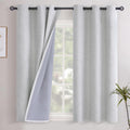 YoungsTex Linen Blackout Curtains 48 Inches Long for Bedroom, Full Light Blocking Short Window Drapes with Grommet Thermal Insulated for Li…