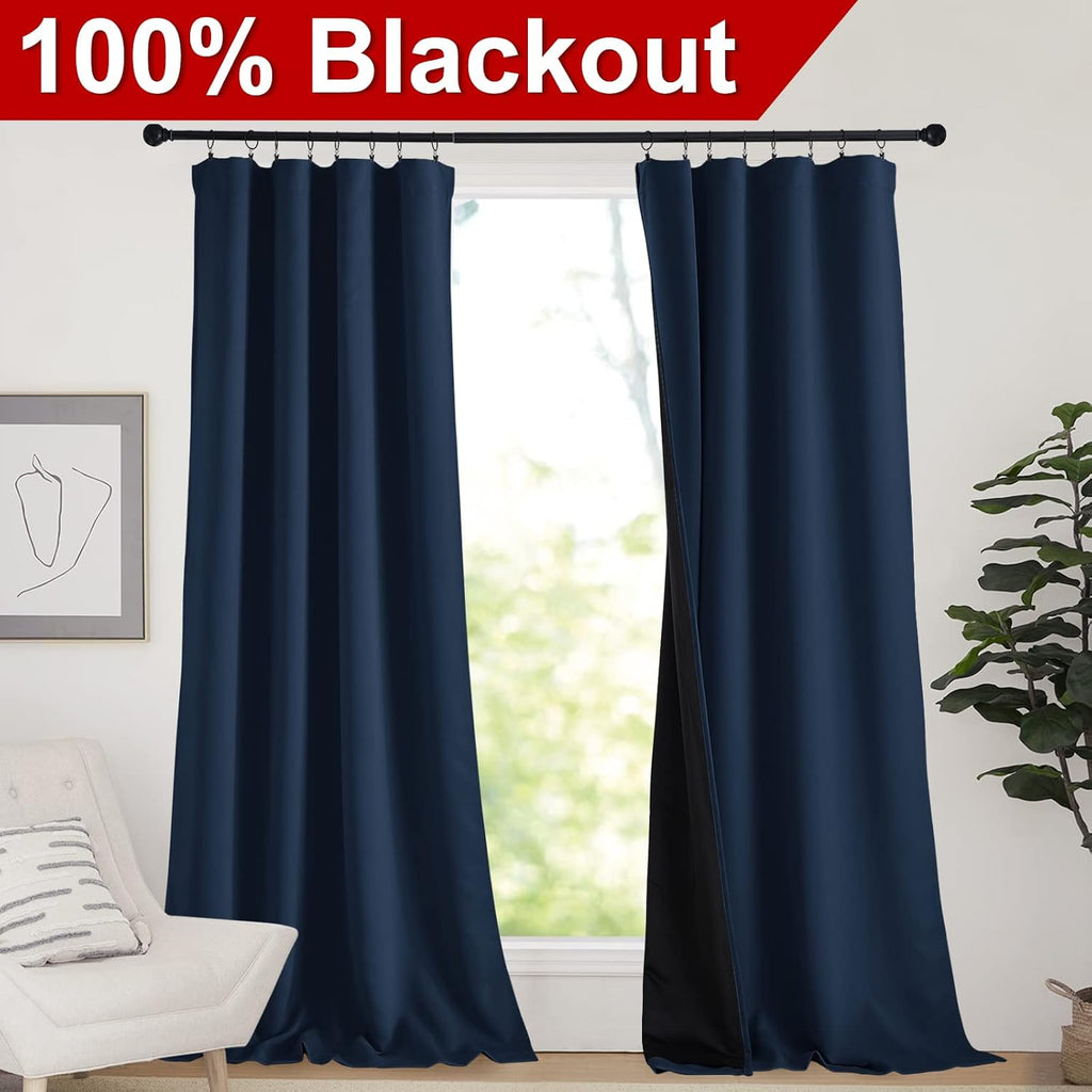 Nicetown 100% Blackout Blinds, Laundry Room Decor Window Treatment Curtains, Thermal Insulated Energy Smart Drapes and Draperies for Villa,…