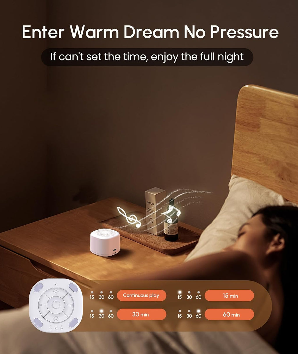 Mini Portable Sounds Machine with 20 Sounds White Noise, Sleeping Sounds Machine 15/30/60min Timer for Travel, Lunch Break, Baby Lullaby…