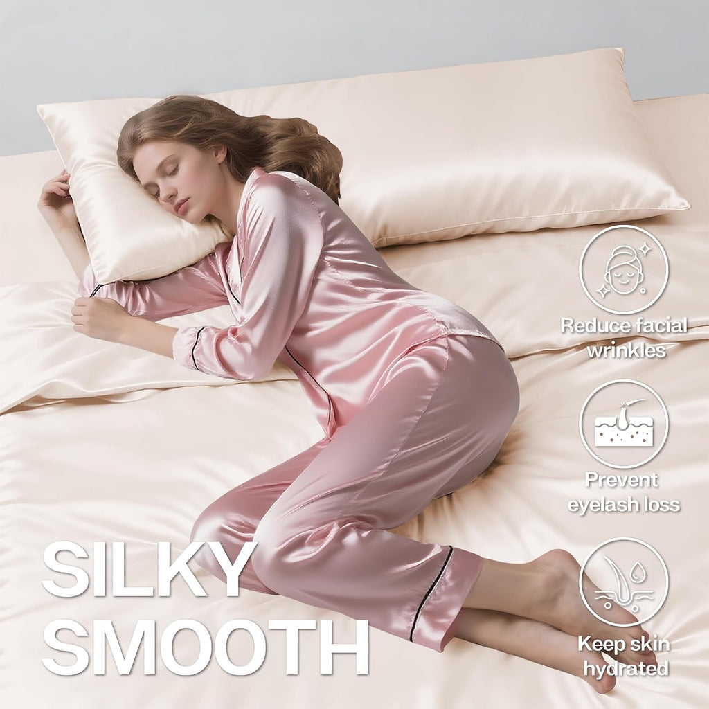 MR&HM Satin Body Pillow Cover, Soft and Breathable Body Pillow Case with Envelope Closure, Cooling and Silky Long Pillowcase for Hair and…
