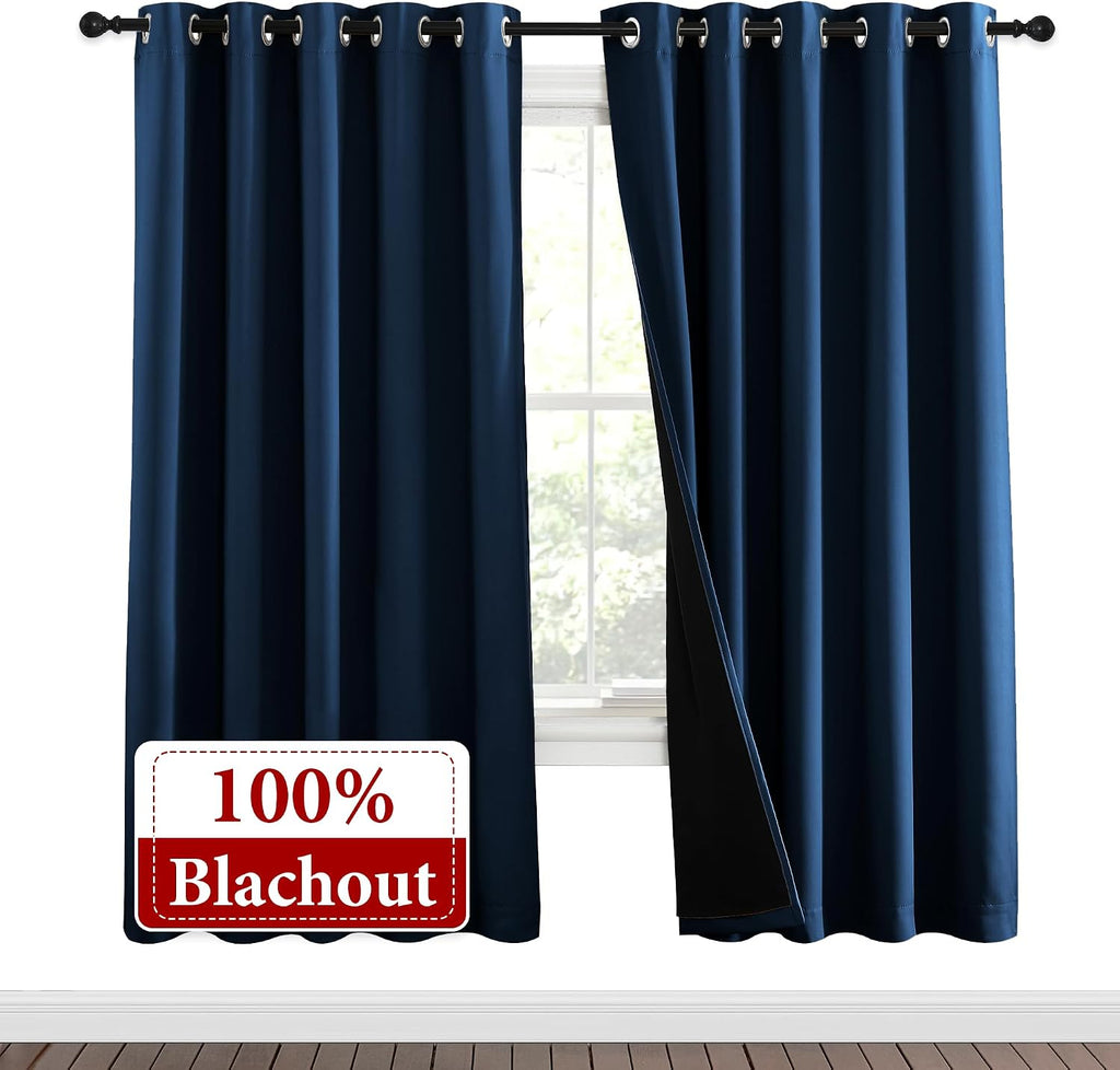 Nicetown Moroccan Blue Full Shade Curtain Panels, Pair of Energy Smart & Noise Blocking Out Blackout Drapes for Dining Room Window, Thermal…