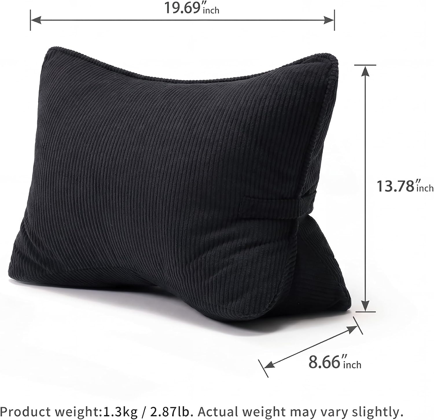 Ailuteie Pat. Pend. Corduroy Lumbar Support Pillow for Sitting, Triangle Cushion for Sofa, Couch or Bed, Reading Pillow for Gaming, Watchin…
