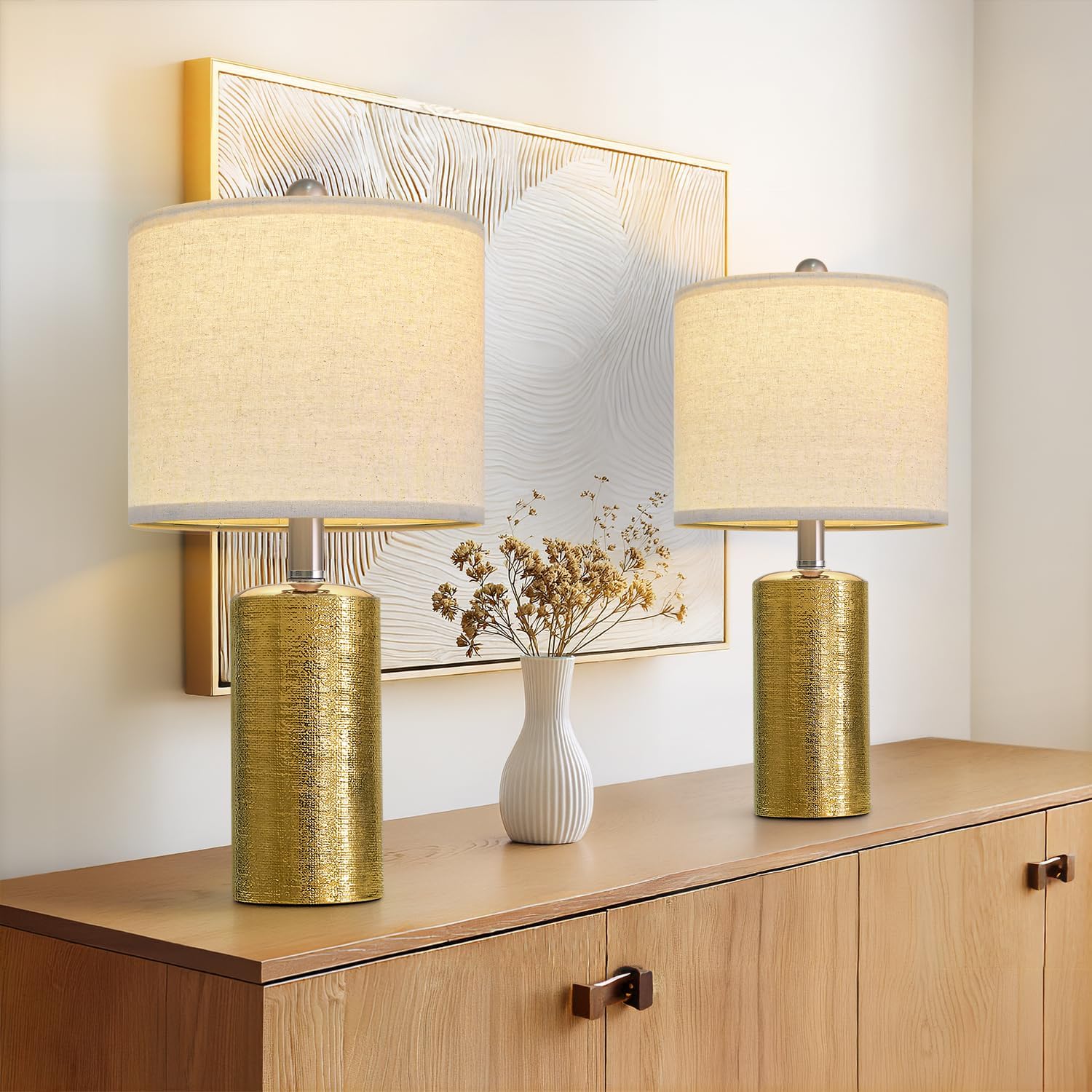 G-SAFAVA 20.5" Small Table Lamps for Living Room Lamp Set of 2 Ceramic Lamps for Bedroom Bedside Lamps Modern Boho Lamps for Night Stands…
