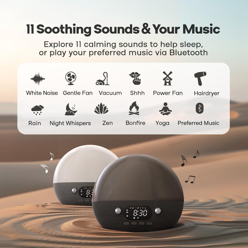 Dekala RestOnn Sunrise Alarm Clock Sunset Sound Machine 7-Day Programmable Loud Dual Alarm Clock, White Noise Natural Sounds for Sleeping…