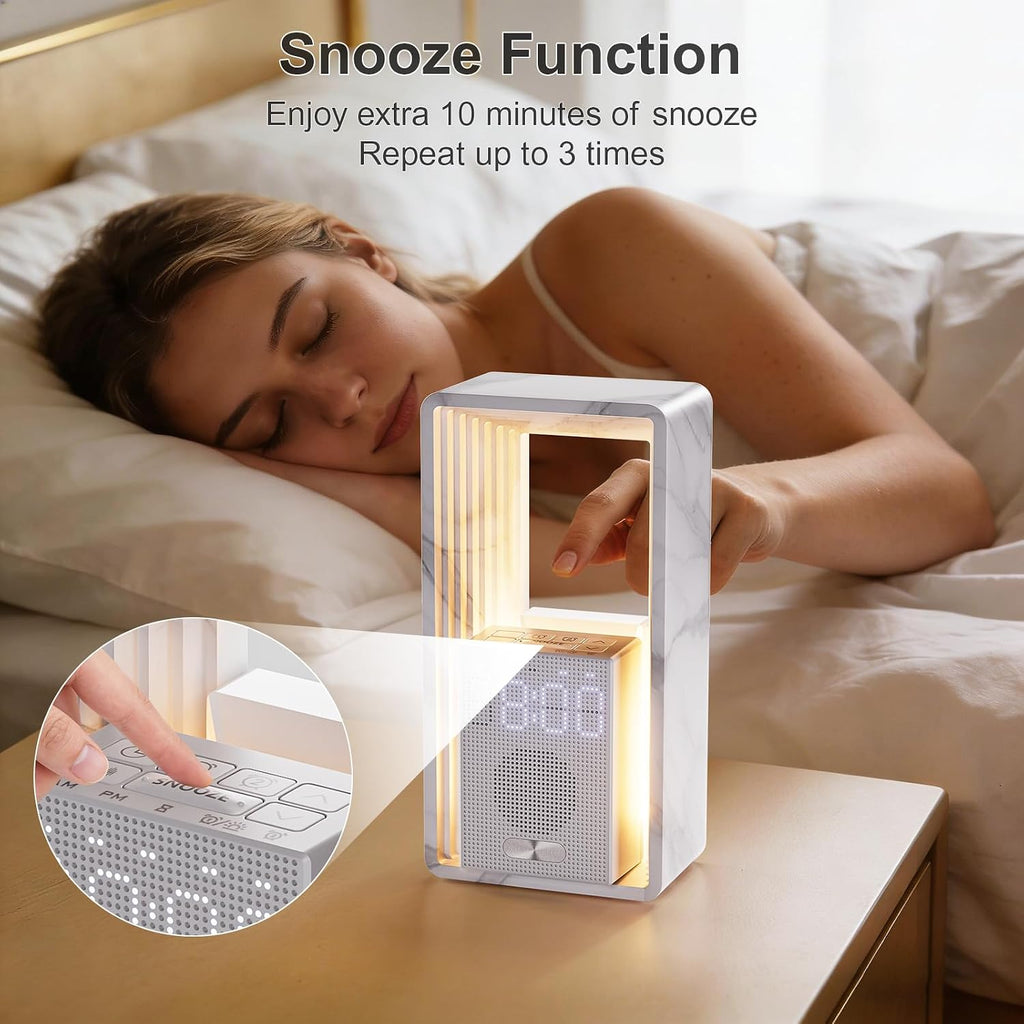 Hensam Sunrise Alarm Clock Wake Up Light with Snooze & Timer, 20 White Noise Sleep Sounds Machine, Dimmable Bedside Night Light for…