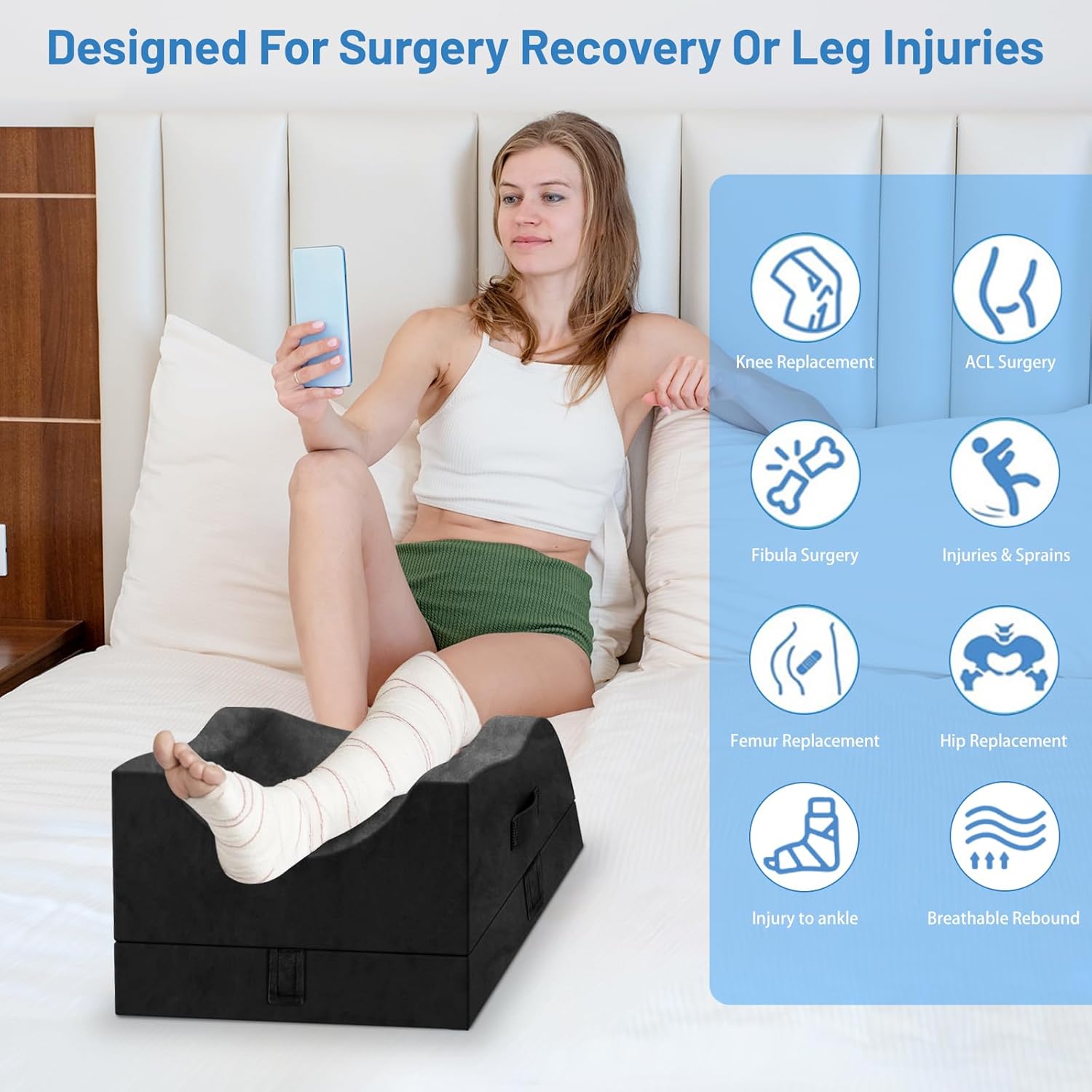 TranquilRelax TranquilRelax Leg Elevation Pillows, Wedge Pillow for After Surgery Or Rest, Memory Foam Leg Support Adjustable, Back…