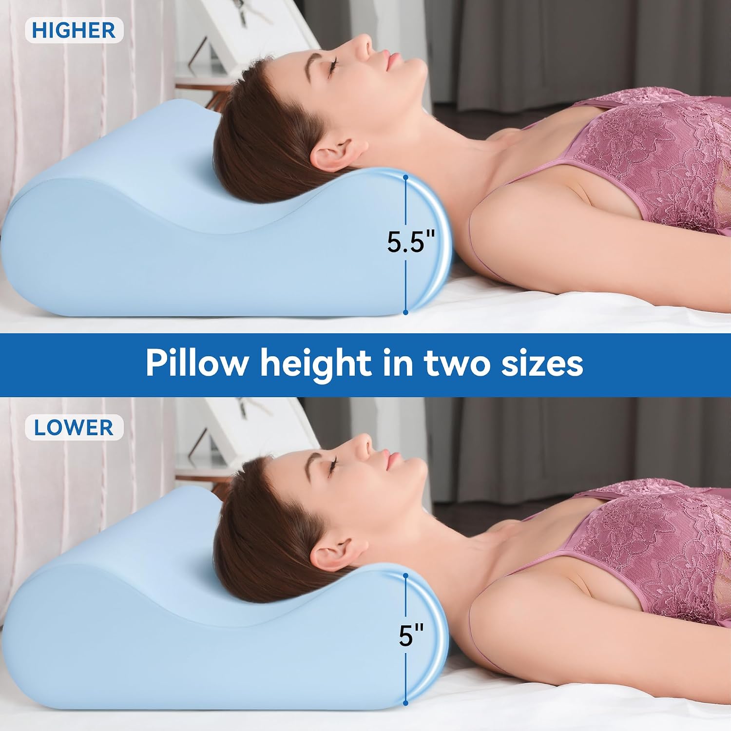 Amaeromax AM AEROMAX Queen Size Soft Contour Memory Foam Pillow, Cervical Pillow for Neck, Neck Orthopedic Sleeping Pillows for Side, Back…