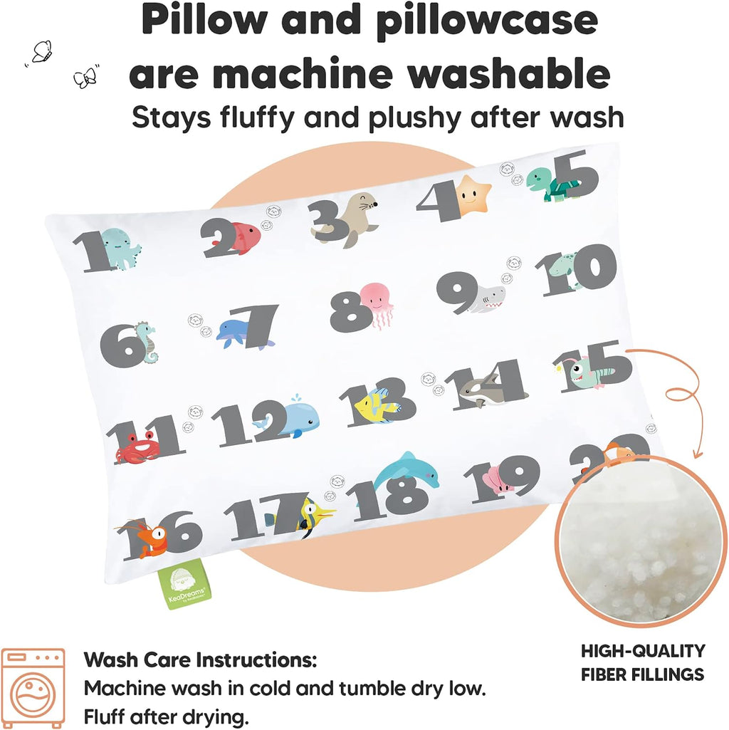 Toddler Pillow with Pillowcase - 13x18 My Little Dreamy Kids Travel Bed Pillows for Sleeping, Organic Cotton Small Pillowcase, Soft &…