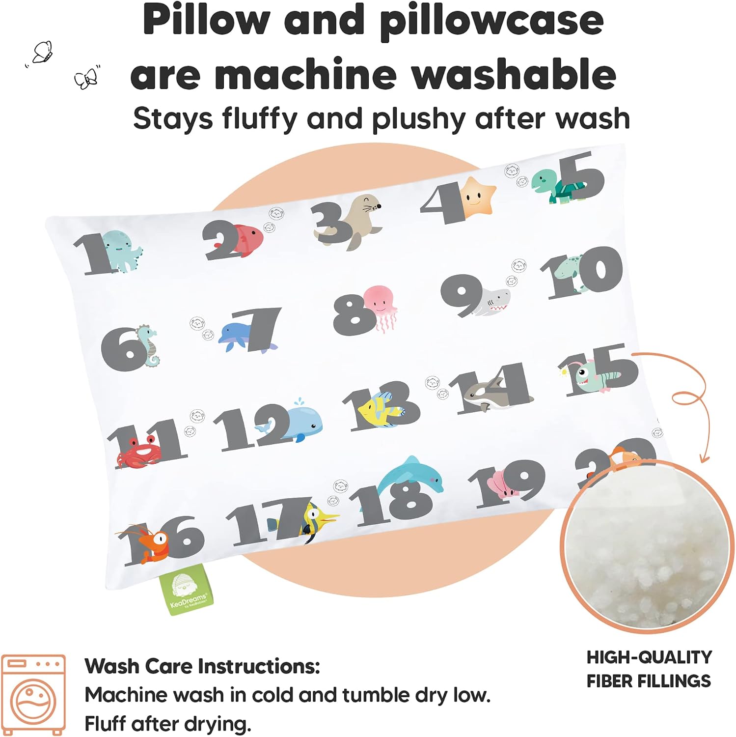 Toddler Pillow with Pillowcase - 13x18 My Little Dreamy Kids Travel Bed Pillows for Sleeping, Organic Cotton Small Pillowcase, Soft &…