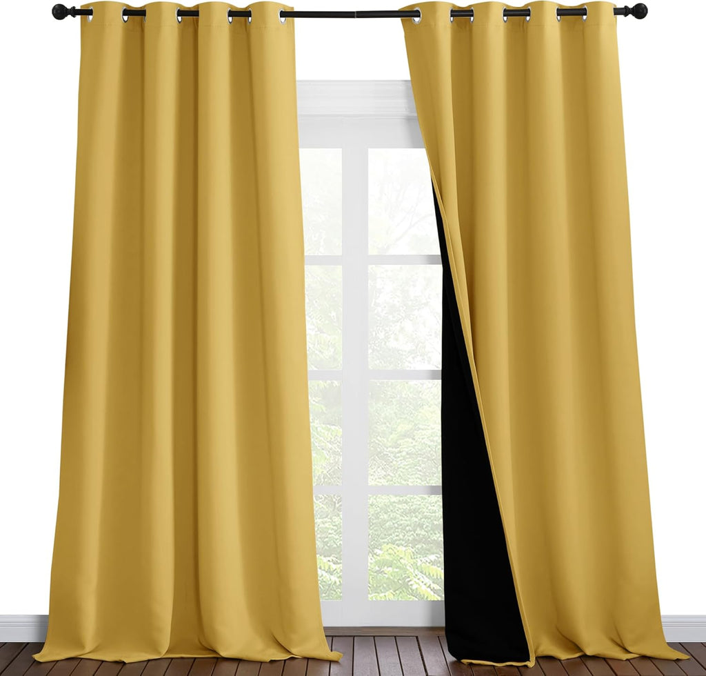 Nicetown Full Shading Curtains 90 inches Long 2 Panels Set for Windows, Super Heavy-Duty Black Lined Blackout Curtains for Bedroom, Privacy…