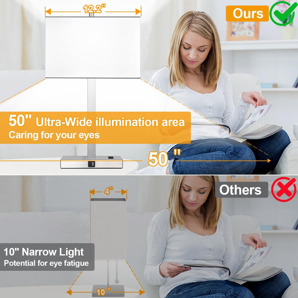 21" Set of 2 Touch Control Table Lamps with 2 USB & AC Outlets, 3-Way Dimmable Modern Nightstand Lamps for Bedroom Living Room Office…