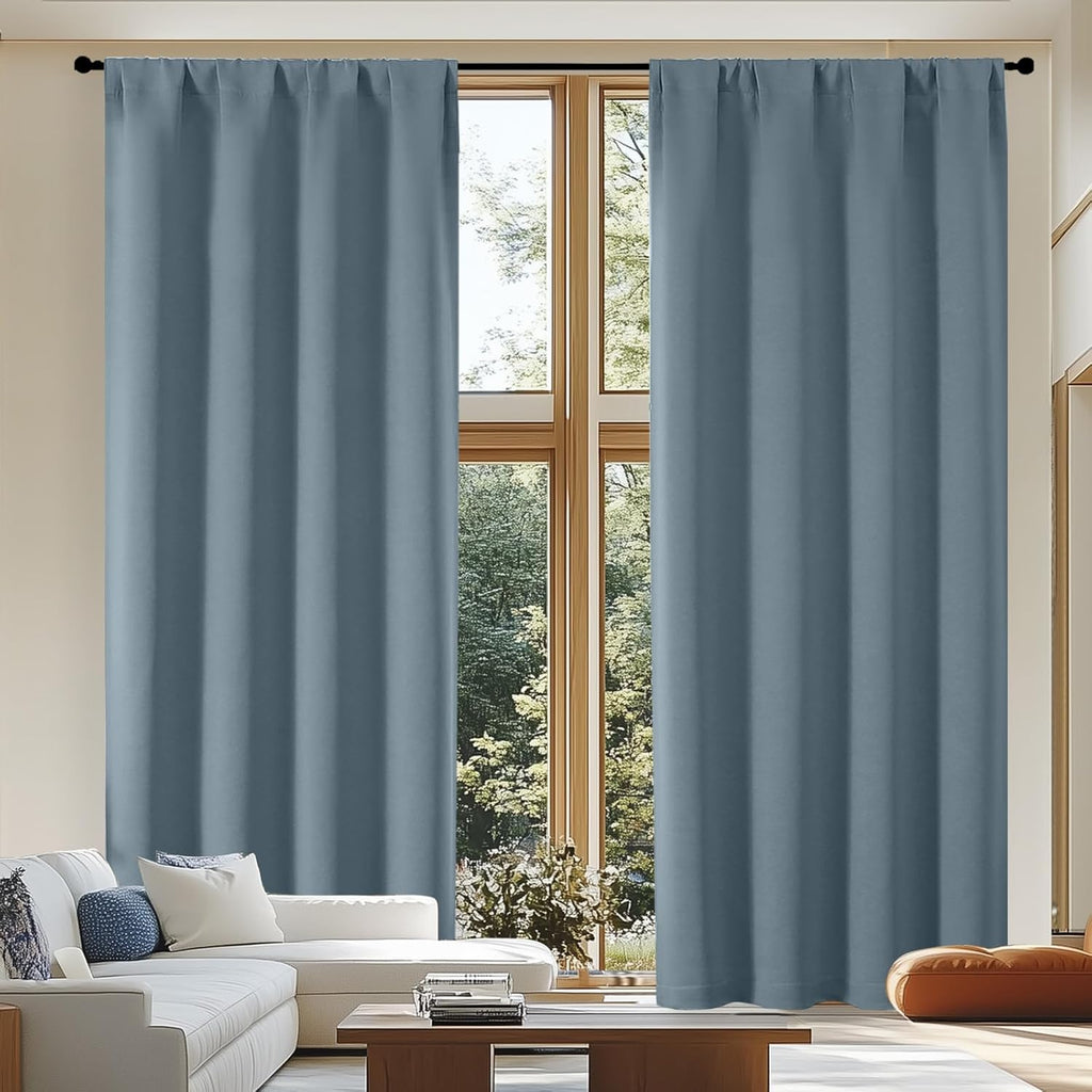 Simplebrand Ava Blackout Curtains for Patio 108 Inches Long 2 Panels Set, Solid Thermal Insulated Room Darkening Rod Pocket Window Treatmen…