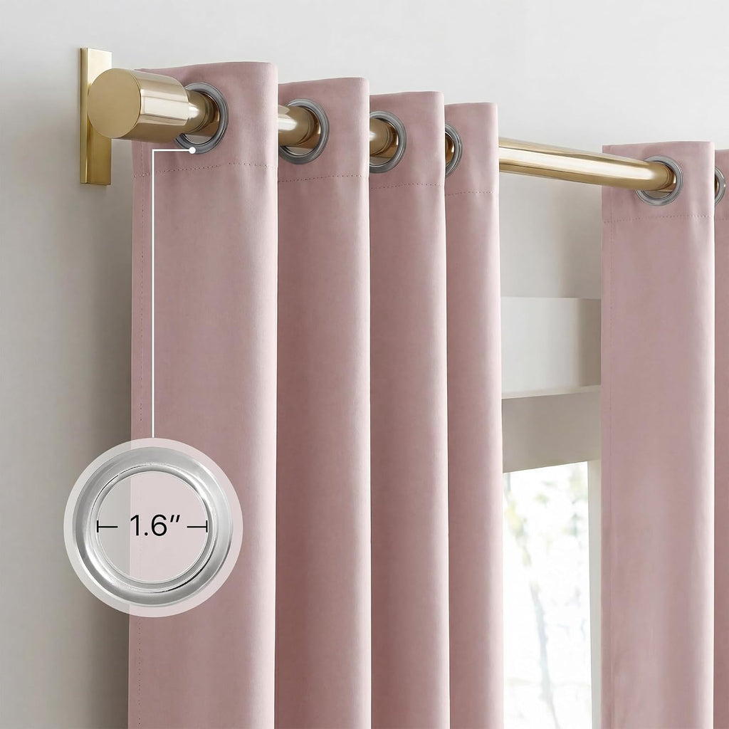 Nicetown 100% Blackout Window Curtain Panels 84" Long, Blush Pink, 2 Pieces, 52 inches Wide Each Panel, Heat and Cold Blocking Drapes with…