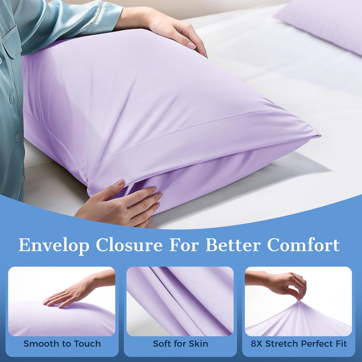 Cooling Pillow Cases 2 Pack Standard Size Cooling Pillowcases for Hot Sleeper Q-Max>0.5, Hydrates Skin & Hair, Reduces Wrinkles & Frizz…