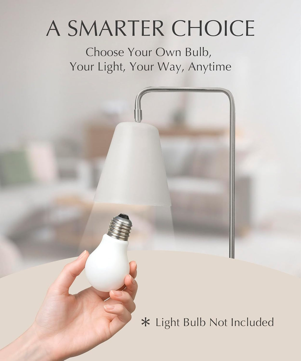 Harvestland Steady Silver Reading Lamps for Bedside Table – Adjustable Industrial Table Lamp with Solid Base, Lamp for nightstand, Desk Lam…