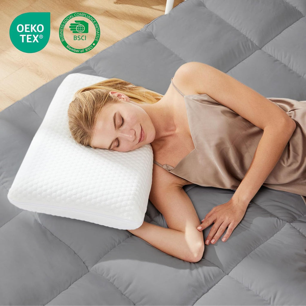 Sweetcrispy Back and Side Sleeper Support, White Gel Cooling Memory Foam Pillows for Sleeping, Bed Pillows for Adults with Breathable Mesh…