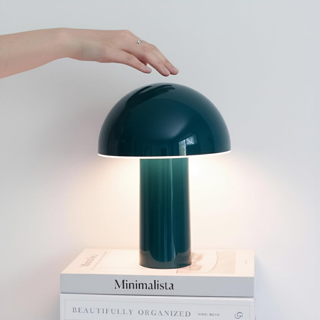 Brightech Celia Small Table Lamp – 10" Touch-Controlled Mushroom Desk Lamp, Cordless & Dimmable LED, Portable Bedside Night Light, Sustaina…