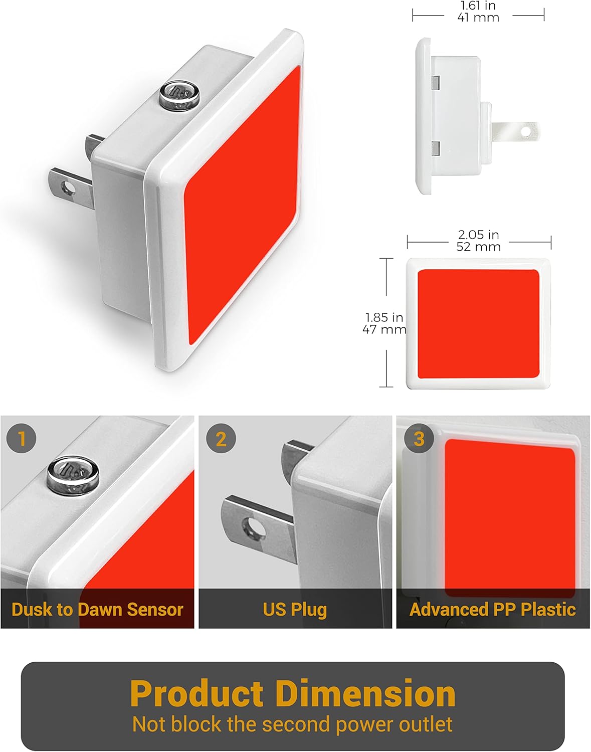 Red Night Light, JandCase Red NightLight[2 Pack],0.3W LED Night Light with Auto Light Sensor, Night Lamp Plug into Wall for…