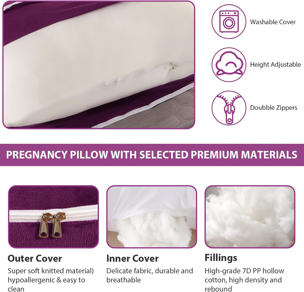 BATTOP Pregnancy Pillows for Sleeping, Full Body Pillow for Pregnancy Women with Removable Cover, Support for Back, HIPS, Legs, Belly, Must…