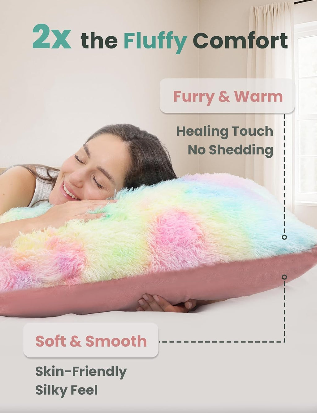 Zonli Fluffy Body Pillow, Full Body Pillows for Adults, Long Pillow for Sleeping with Removable Cover and Adjustable Filling for Side Sleep…