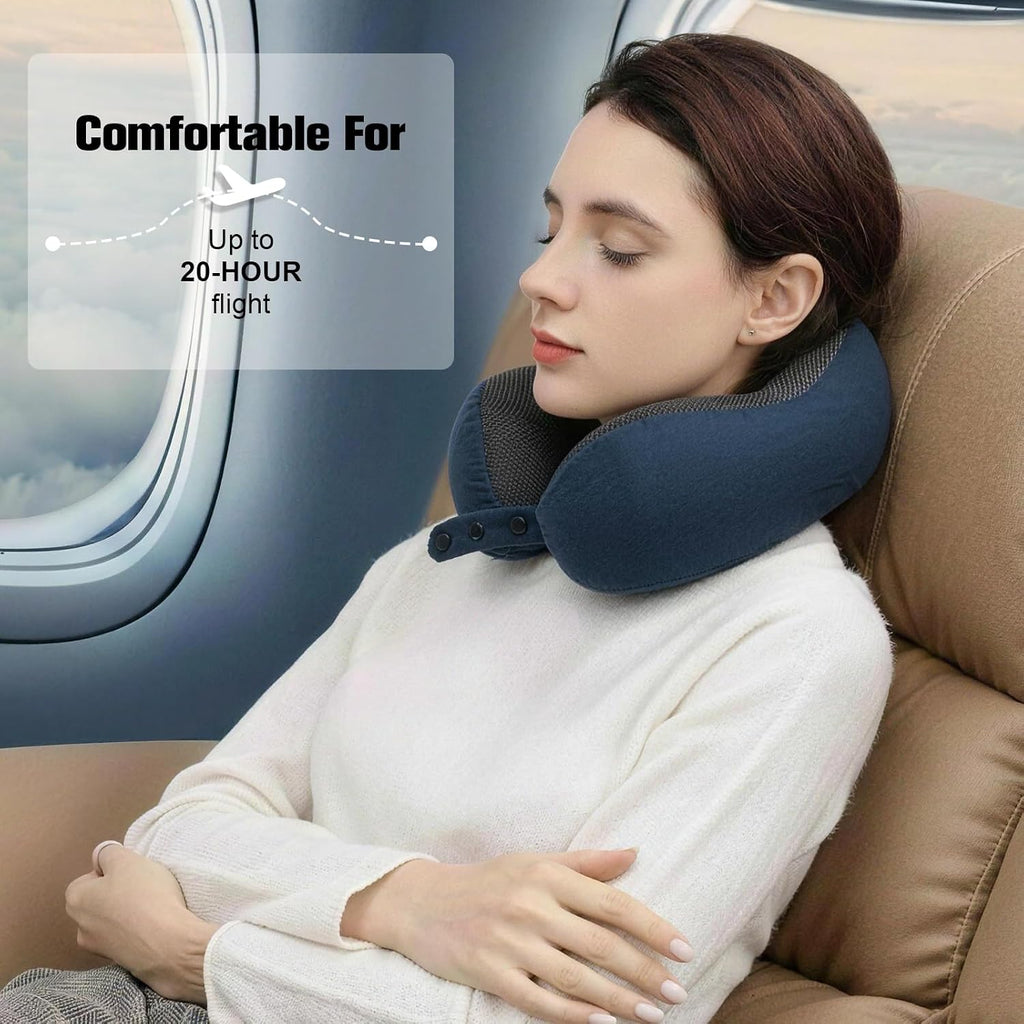 Cirorld Neck Pillow for Traveling, Travel Pillows for Airplanes,100% Pure Memory Foam Travel Neck Pillow, Adjustable Flight Pillow, Portabl…