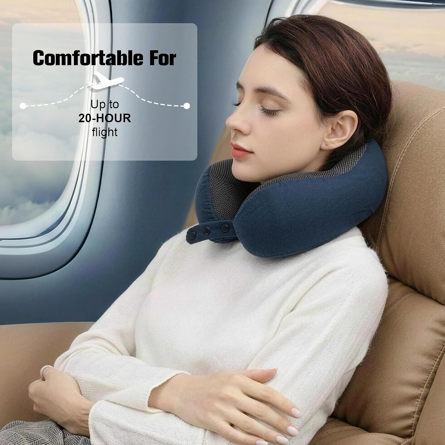Cirorld Neck Pillow for Traveling, Travel Pillows for Airplanes,100% Pure Memory Foam Travel Neck Pillow, Adjustable Flight Pillow, Portabl…