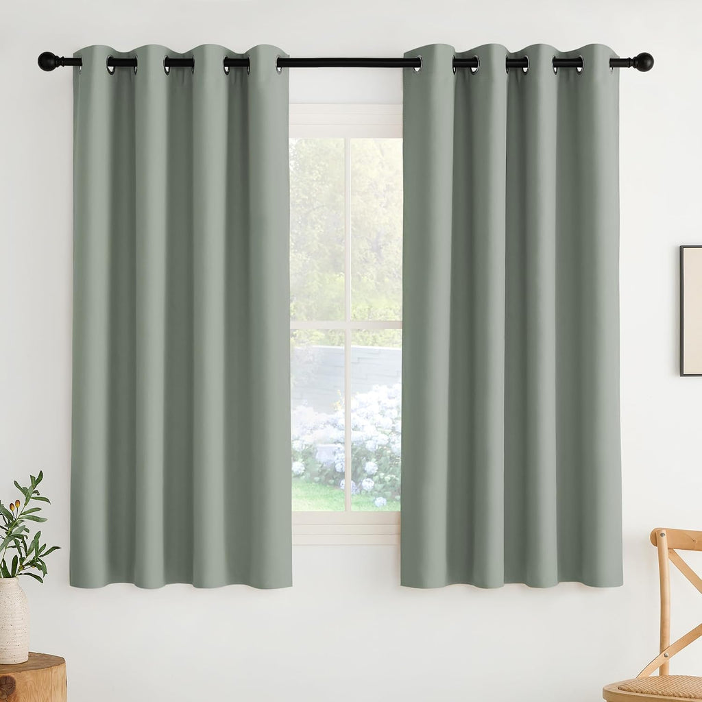 Nicetown Room Darkening Draperies Curtains Panels, 2 Panels Sage Green W52 x L63 Green