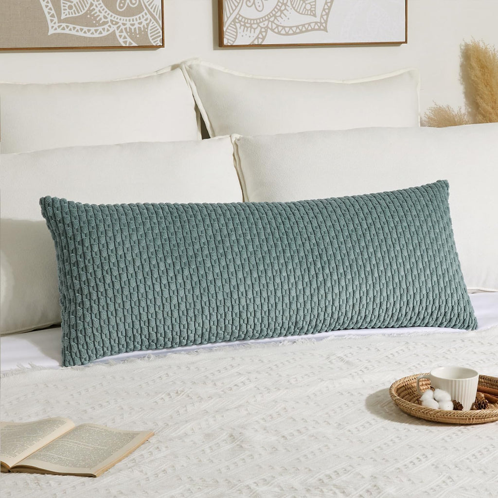 KevinTextile Kevin Textile 20x54 Inch Long Body Lumbar 1 Pack Boho Decorative Throw Pillow Cover Soft Striped Corduroy Rectangle Cushion Ca…