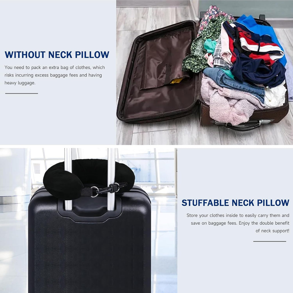 Airplane Neck Pillow Stuffable Neck Pillow for Extra Carry-On Luggage Avoid Airline Baggage Fees Fits 5+ Days of Travel Essentials Long…