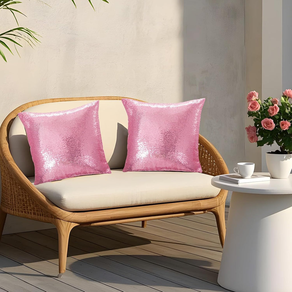Eternal Beauty Set of 2 Sequin Decorative Pillow Cover Fuchsia Pink Throw Pillow Covers for Couch Throw Pillows Valentine's Day 18 X 18…