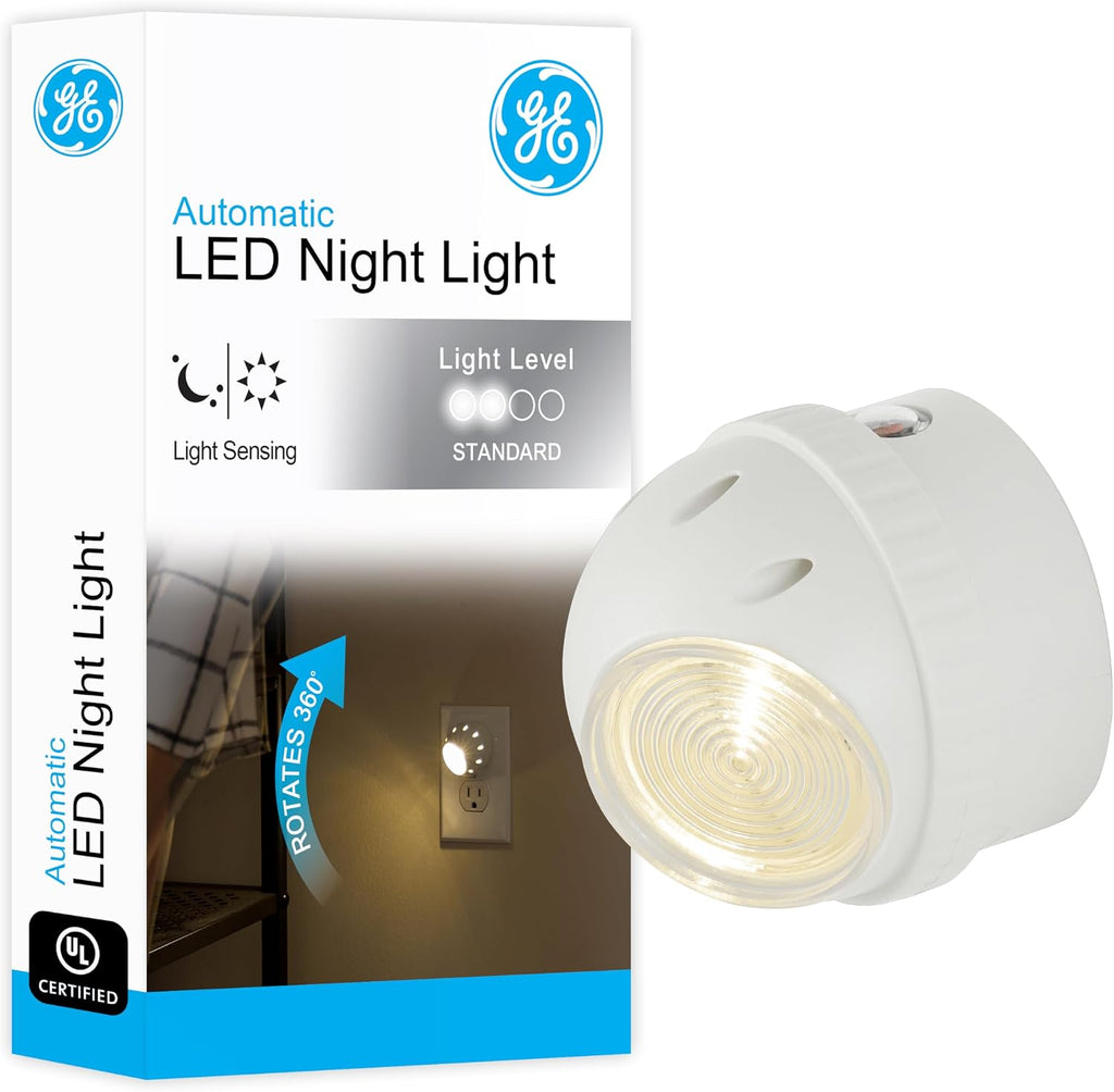 GE Rotating Plug in Night Light, Home Decor, Apartment Essentials, LED Lights for Bedroom, Ambient Lighting, Dusk to Dawn Sensor…