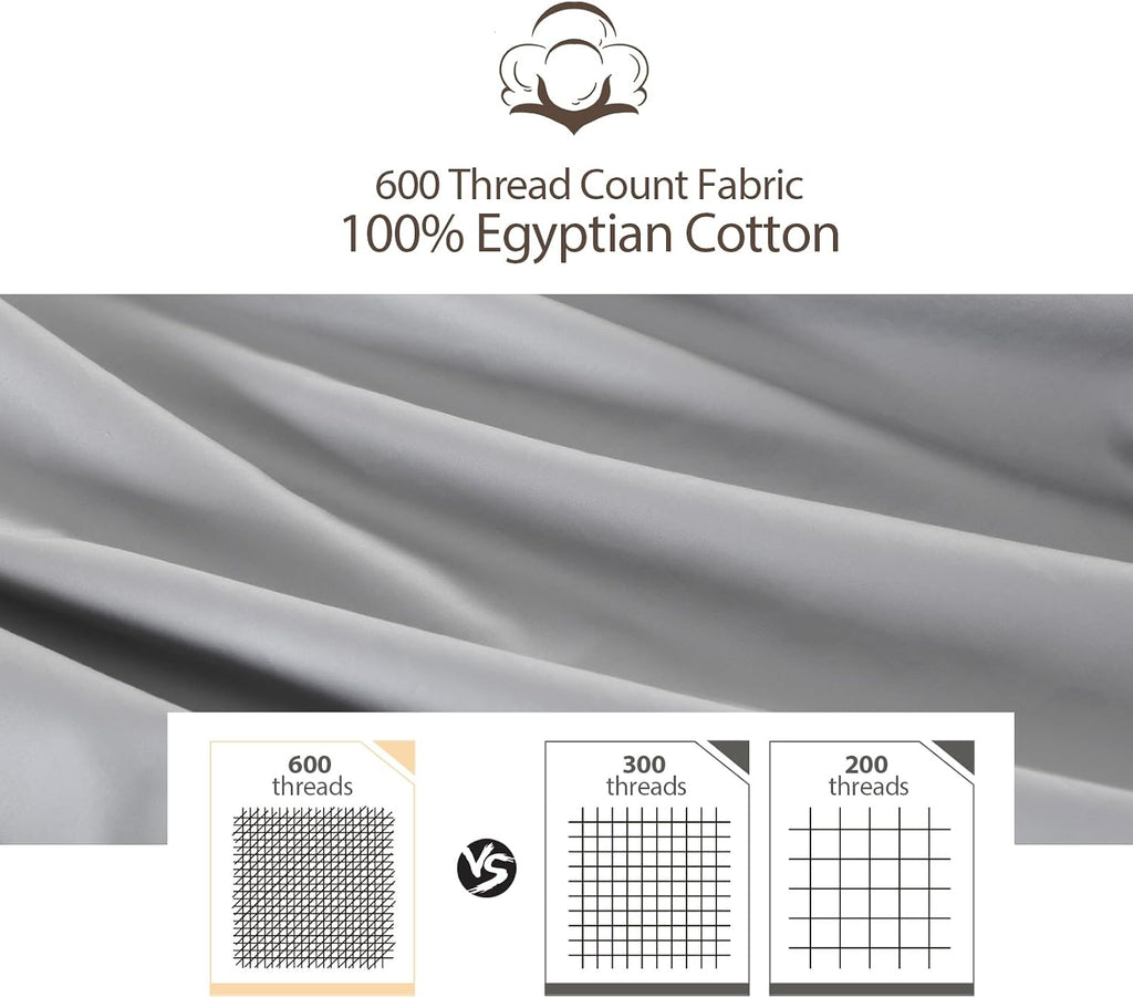 ShunjieHome 100% Egyptian Cotton Body Pillow Cover Long Pillow Case, 600 Thread Count Bed Pillow Protector with Zipper, Sateen Weave Coolin…