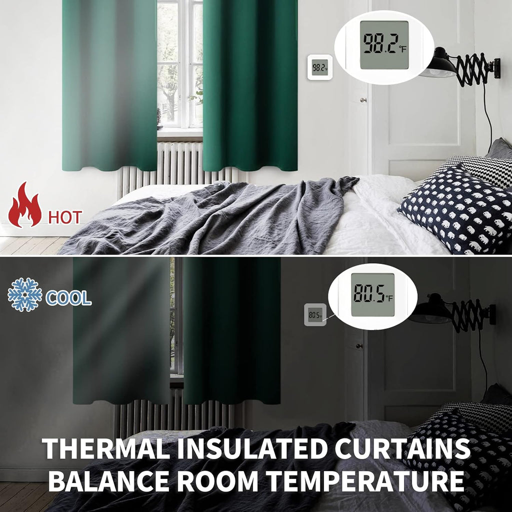 BGment Blackout Curtains for Bedroom - Grommet Thermal Insulated Room Darkening Drapes for Living Room, Set of 2 Panels (70 x 63 Inch, Emer…