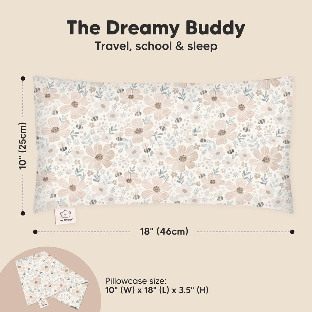 Toddler Pillow with Pillowcase - 10x18 My Little Dreamy Kids Travel Bed Pillows for Sleeping, Organic Cotton Small Pillowcase, Soft &…