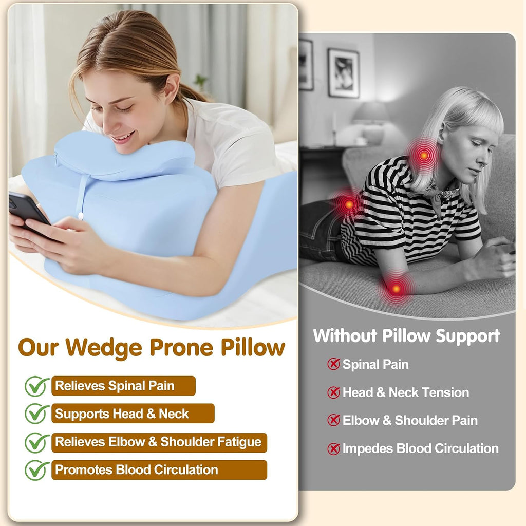 Myfamirea Memory Foam Ergonomic Wedge Pillow for Adults, Prone Pillow for Bed Sleeping, Reading, Memory Foam Ergonomic Cushion for Back Sup…