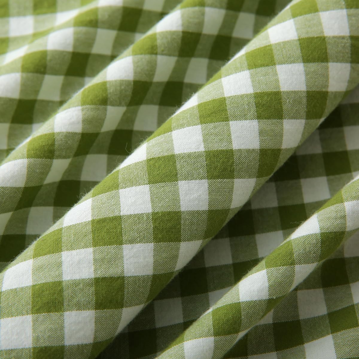 Silnuo Green/White Plaid Ruffled Queen Size Pillow Shams Set of 2, Washed Cotton Shabby Checkered Gingham Farmhouse Bed Pillow Covers 20"x30…