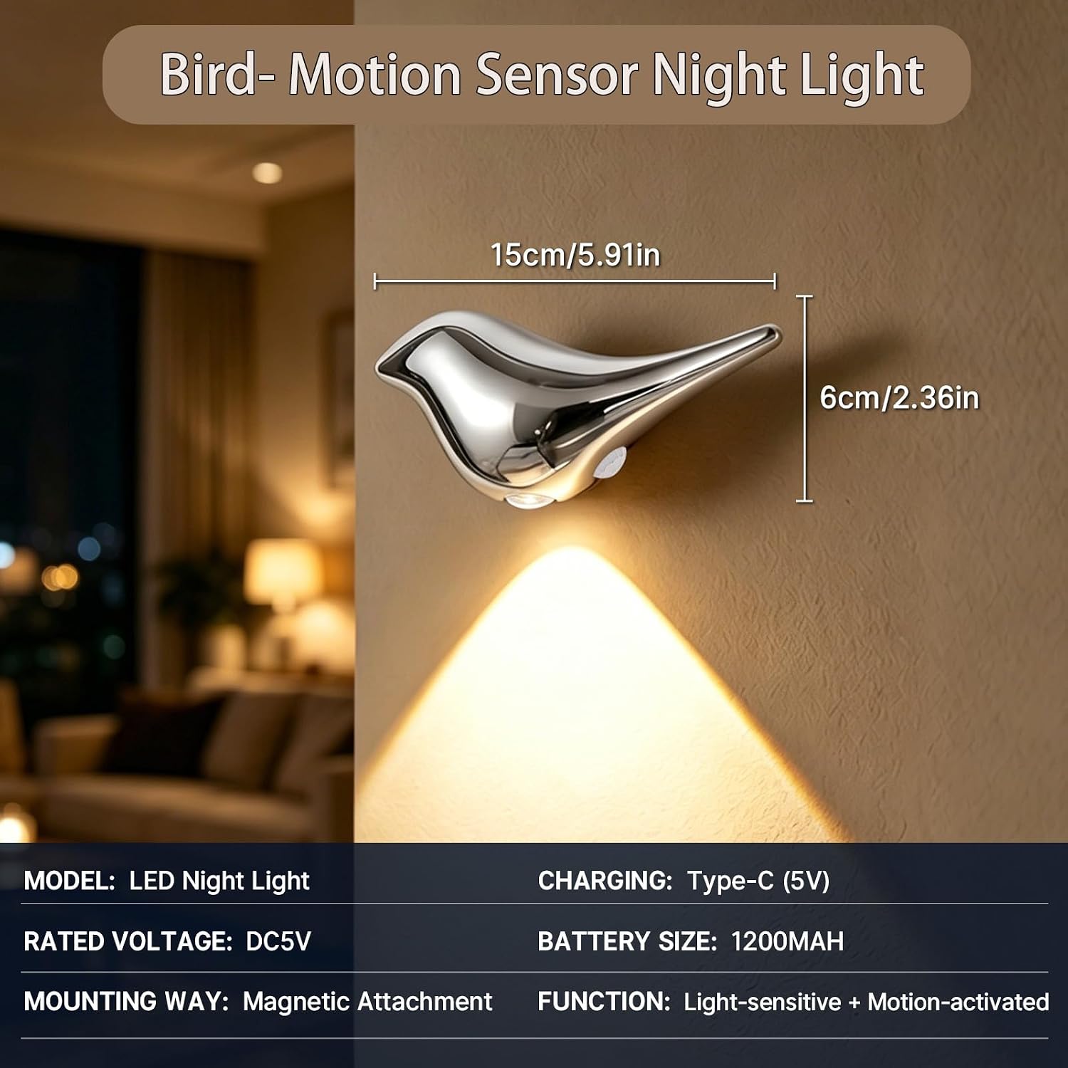 Motion Sensor Night Light: 1200mAh Rechargeable Night Light Set of 2 Magnetic Stair Lights Indoor Wireless Small Night Light for Kids…