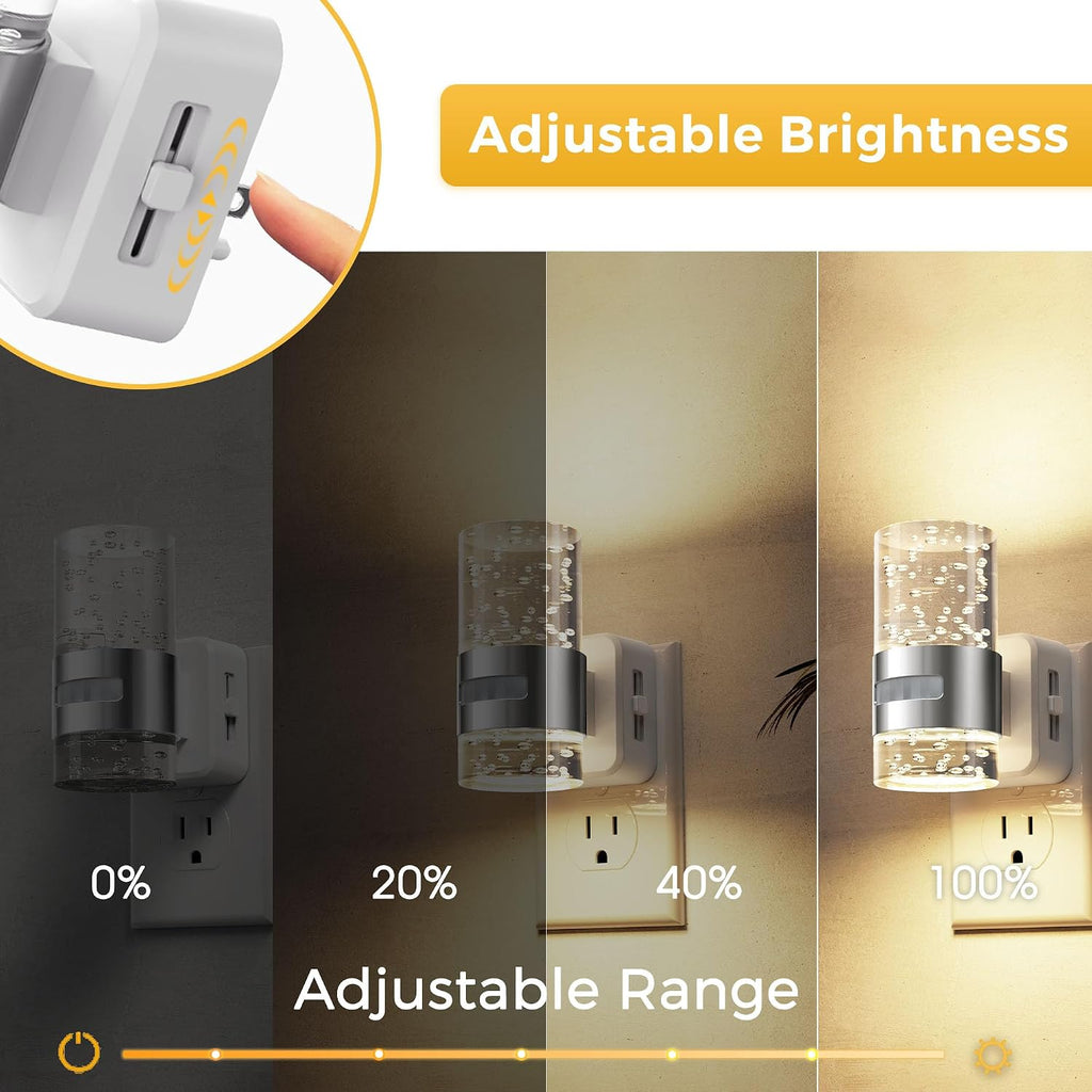 L LOHAS LED Motion Sensor Night Light, Dimmable Night Lights Plug into Wall, 3000K Night-Lights with 0-100 LM Adjustable, Acrylic Bubble…