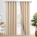 Xwzo 100% Blackout Curtain Panels - Thermal Insulated Black Liner Curtains, Noise Reducing and Heat Blocking Drapes for Bedroom and Studio…