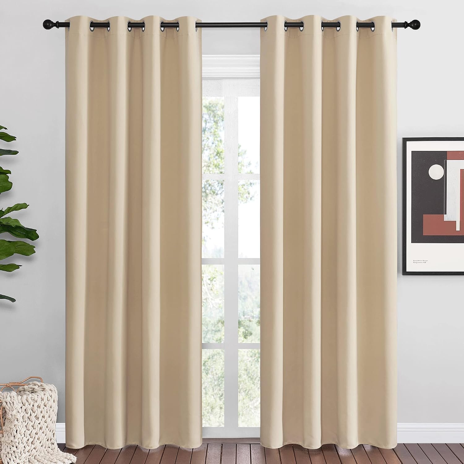 Nicetown Bedroom Room Darkening Draperies - Home Fashion Thermal Insulated Solid Grommet Room Darkening Window Curtains for Hall Room (1 Pa…