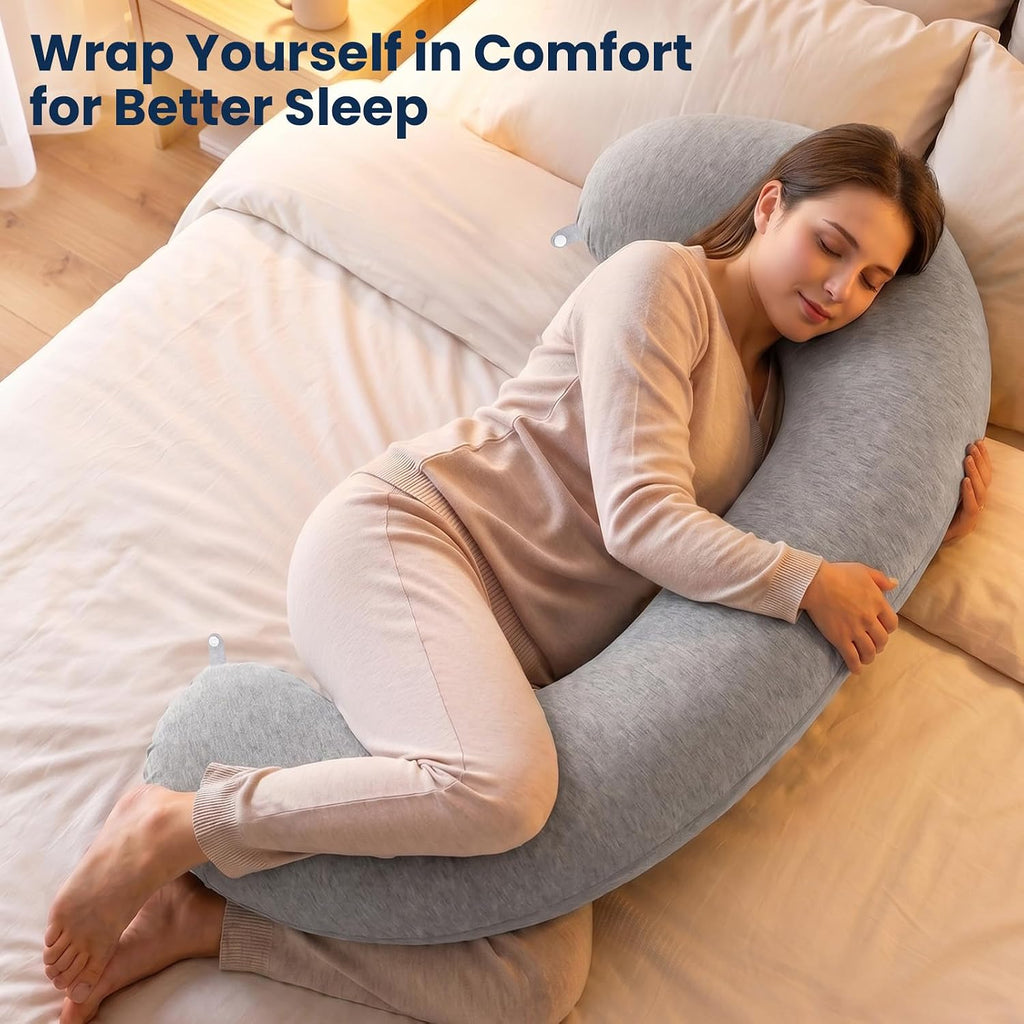 TranquilRelax TranquilRelax C Shaped Body Pillow for Side Sleepers, Memory Foam Long Pillow for Leg, Hip & Back Support, Soft Washab…
