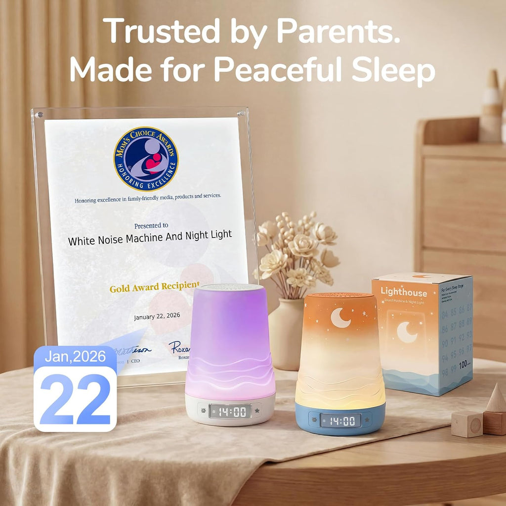 Mewaii White Noise Sound Machine Baby & Adult, 360° RGB Night Light, AI Cry Detection, App Control, 100 Soothing Sounds, Sleep Routine Buil…